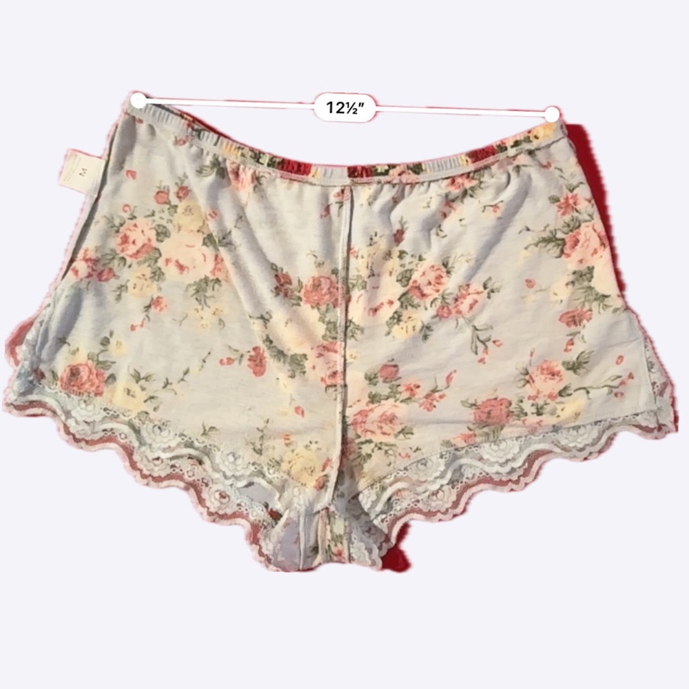 Floral Lace Trim Sleepwear Shorts with Chiffon Top included - Picture 3 of 9